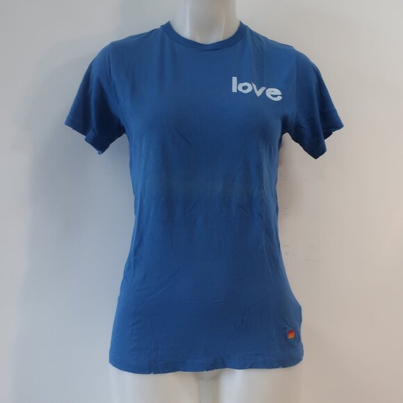 Womens Aviator Nation Blue Organic Cotton Love Graphic T-Shirt Top S - Picture 1 of 9
